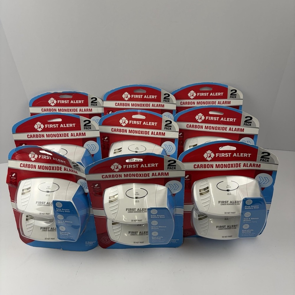 First Alert CO400CN2 Carbon Monoxide Alarm 2-Pack Battery White 9 Packs 18 Alarm